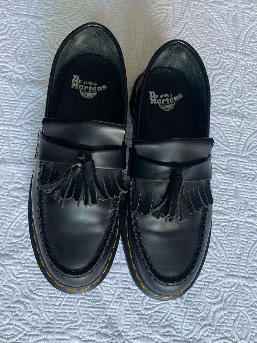 Dr. Martens Black Leather Tassel Kiltie Loafers